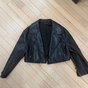 Lioness Black Cropped Leather Jacket